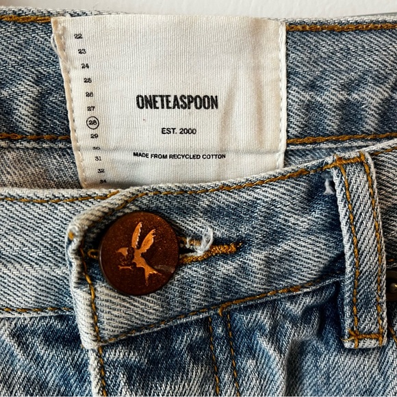 One Teaspoon Outlaws Ocean Mid Rise Fray Denim Cutoff Shorts 28 Boho Festival - Picture 3 of 12